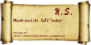 Modrovich Sándor névjegykártya